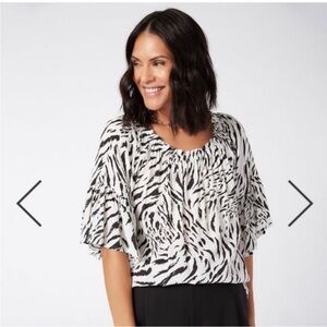 Karen Kane Black and White Zebra Print Blouse